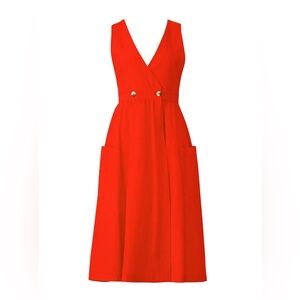 FREE PEOPLE Red DIANA Wrap Cotton Midi Dress